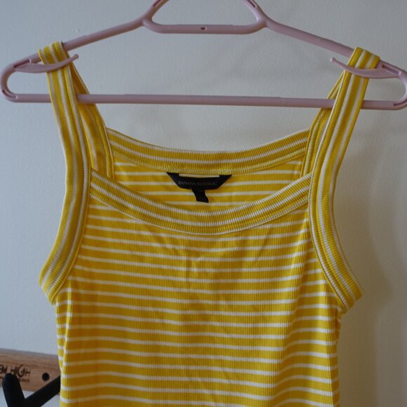 BR Banana Republic "the 90s tank" yellow stripe ribbed tank top S SM Small - Picture 6 of 11